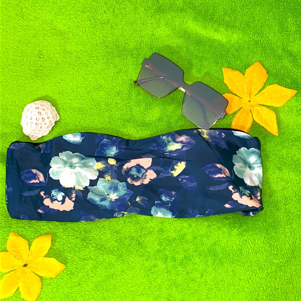 lolli swim strapless floral top